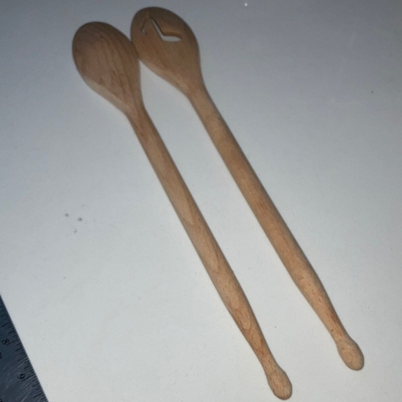 Cooking Wooden Spoons Set of 2 new handmade one has musical clef design - Picture 9 of 10